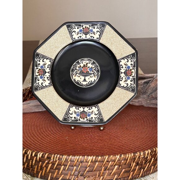 Antique Wedgewood & Co Nanette Porcelain Plate Black Ivory 8.25" - Picture 1 of 5
